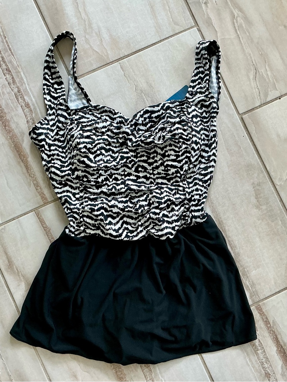 Black & White Zebra Print Swimsuit Dress
